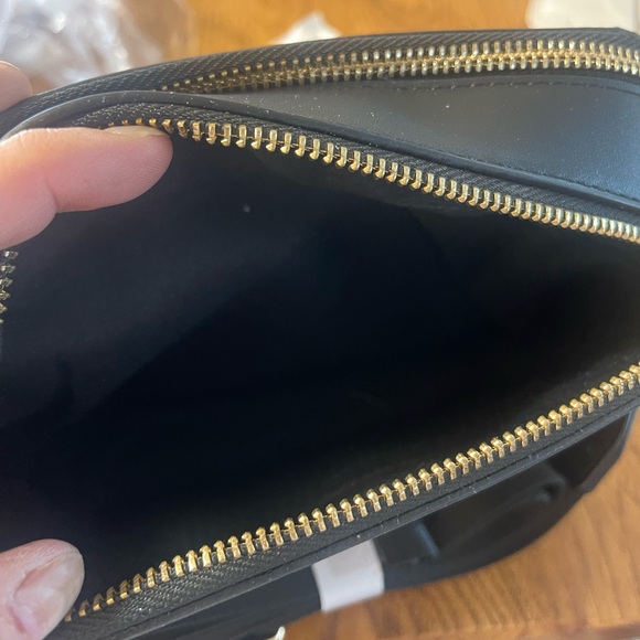 NWT- Valentino Orlandi vegan leather crossbody bag. Color black W/ gold hardware - Picture 9 of 12